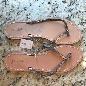 J. Crew NWT Rio bronze thong sandals flip-flops 10